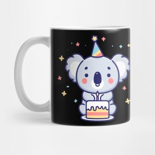 Cute koala with a birthday cake celebrating birthday party, Happy Birthday gift, kawaii cartoon Mug